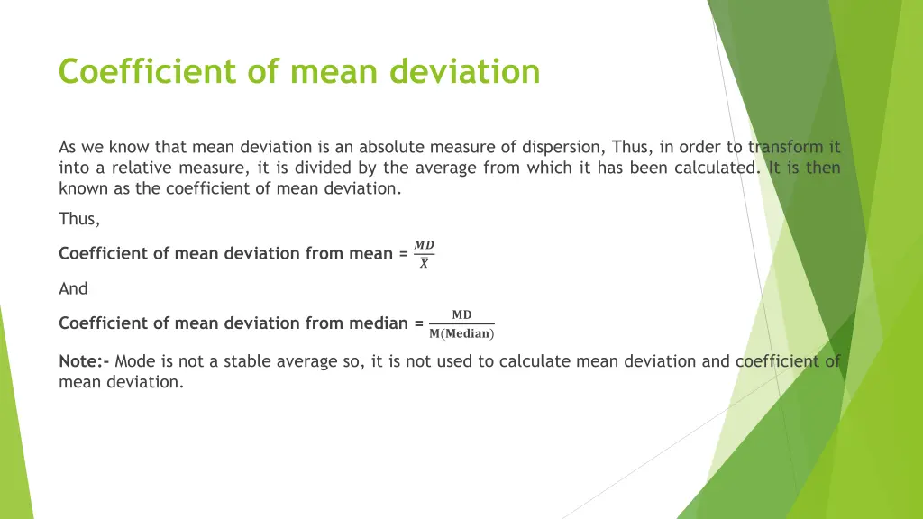 coefficient of mean deviation