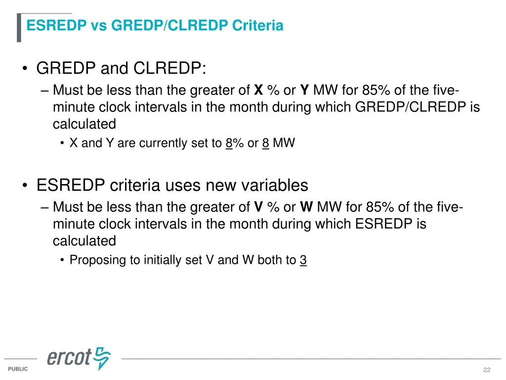esredp vs gredp clredp criteria