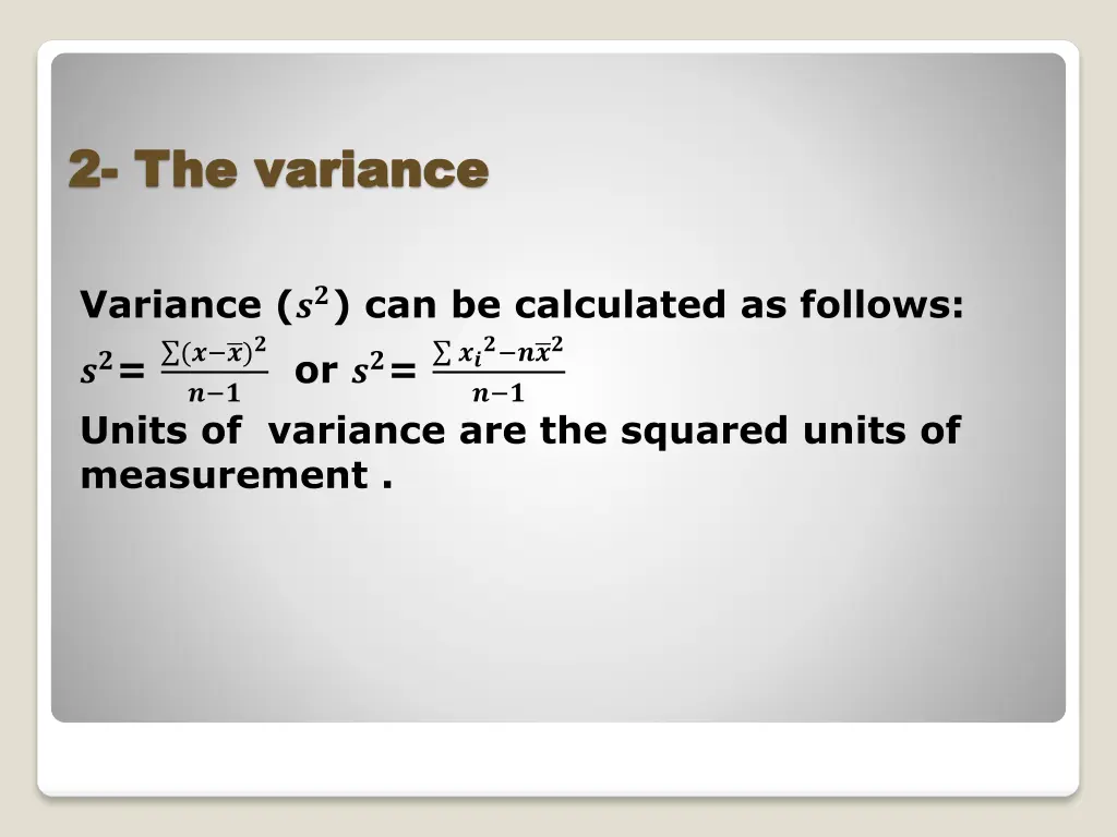2 2 the variance the variance