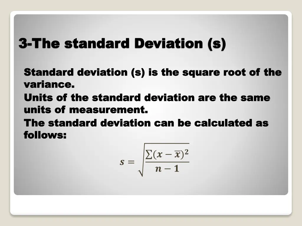 3 3 the standard deviation s the standard
