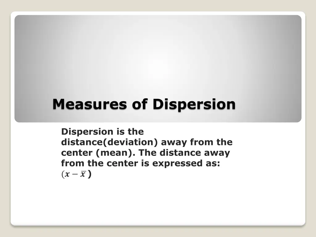 measures of dispersion
