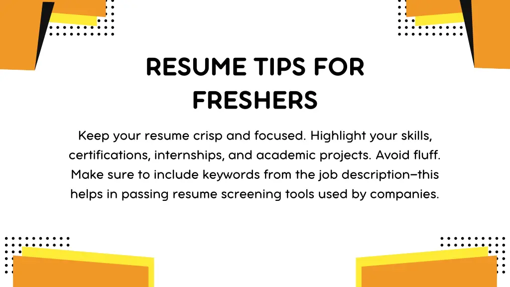 resume tips for freshers