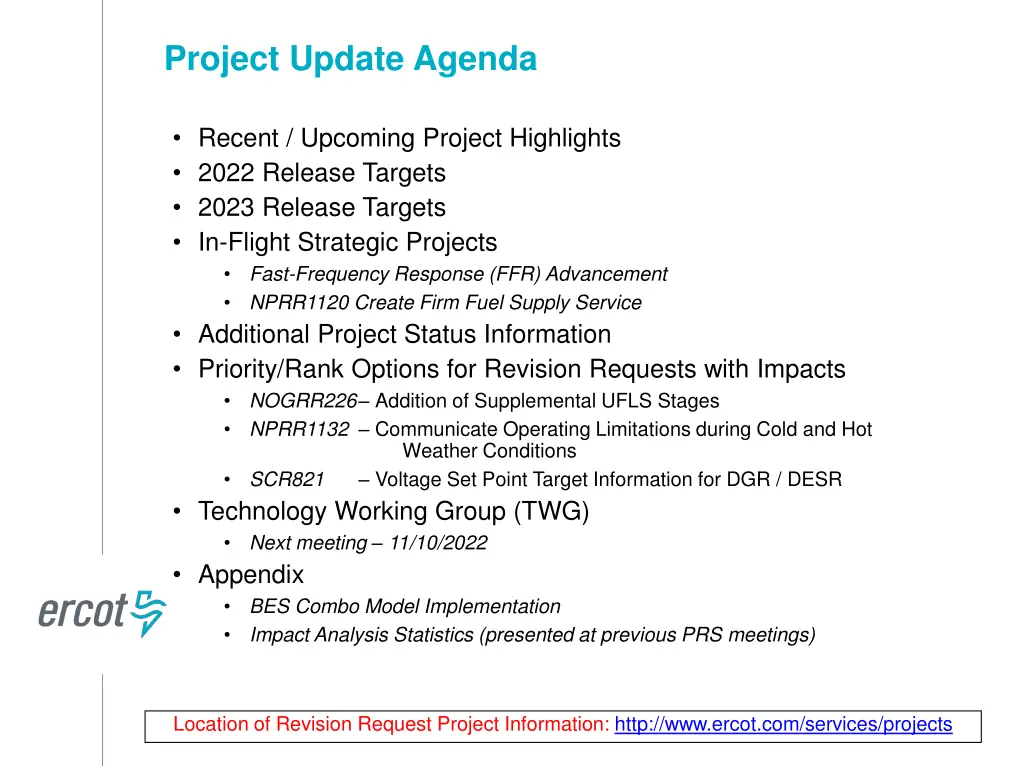 project update agenda