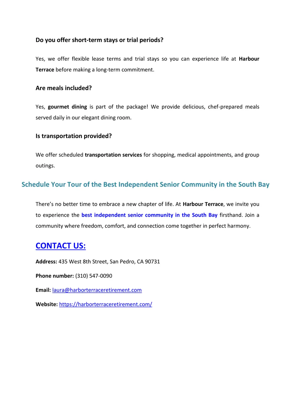 do you offer short term stays or trial periods