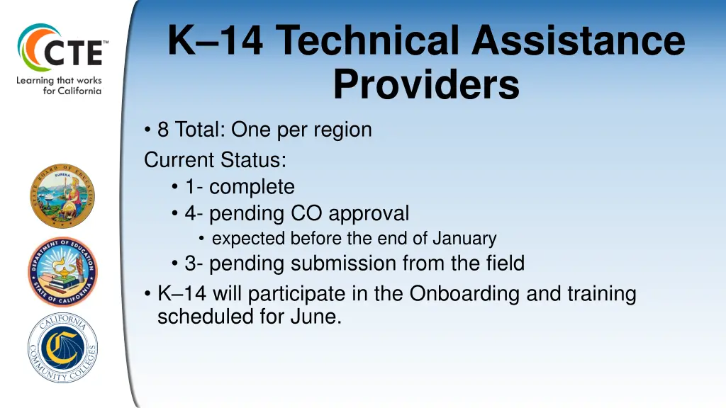 k 14 technical assistance providers 8 total