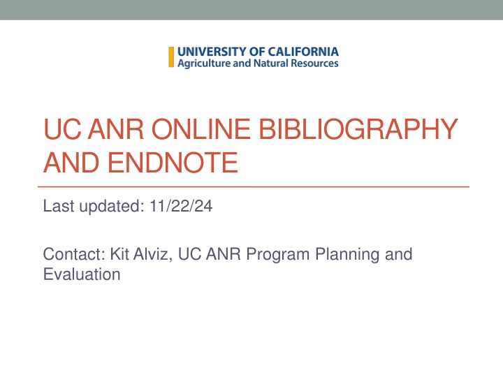 uc anr online bibliography and endnote