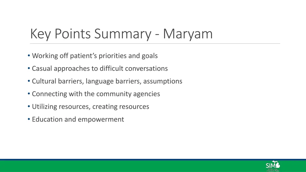 key points summary maryam