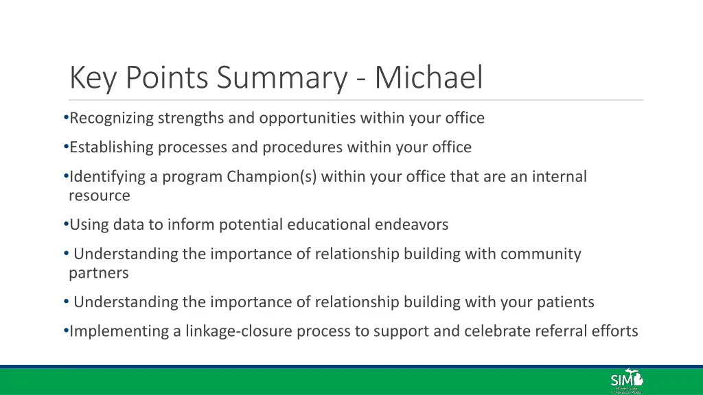 key points summary michael