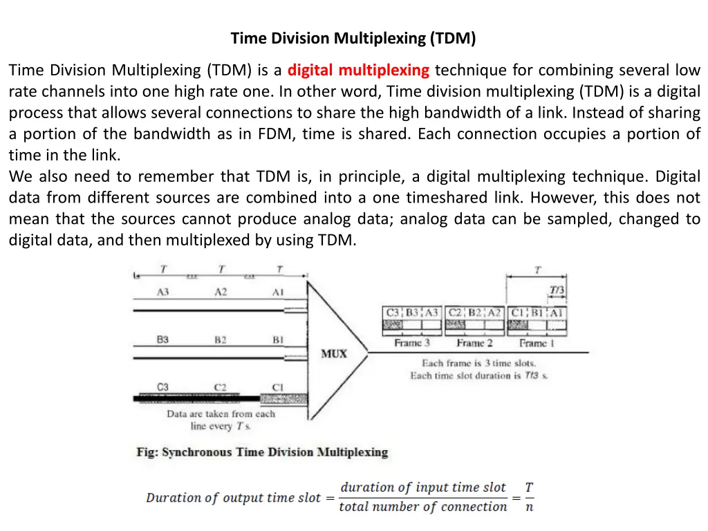 time division multiplexing tdm