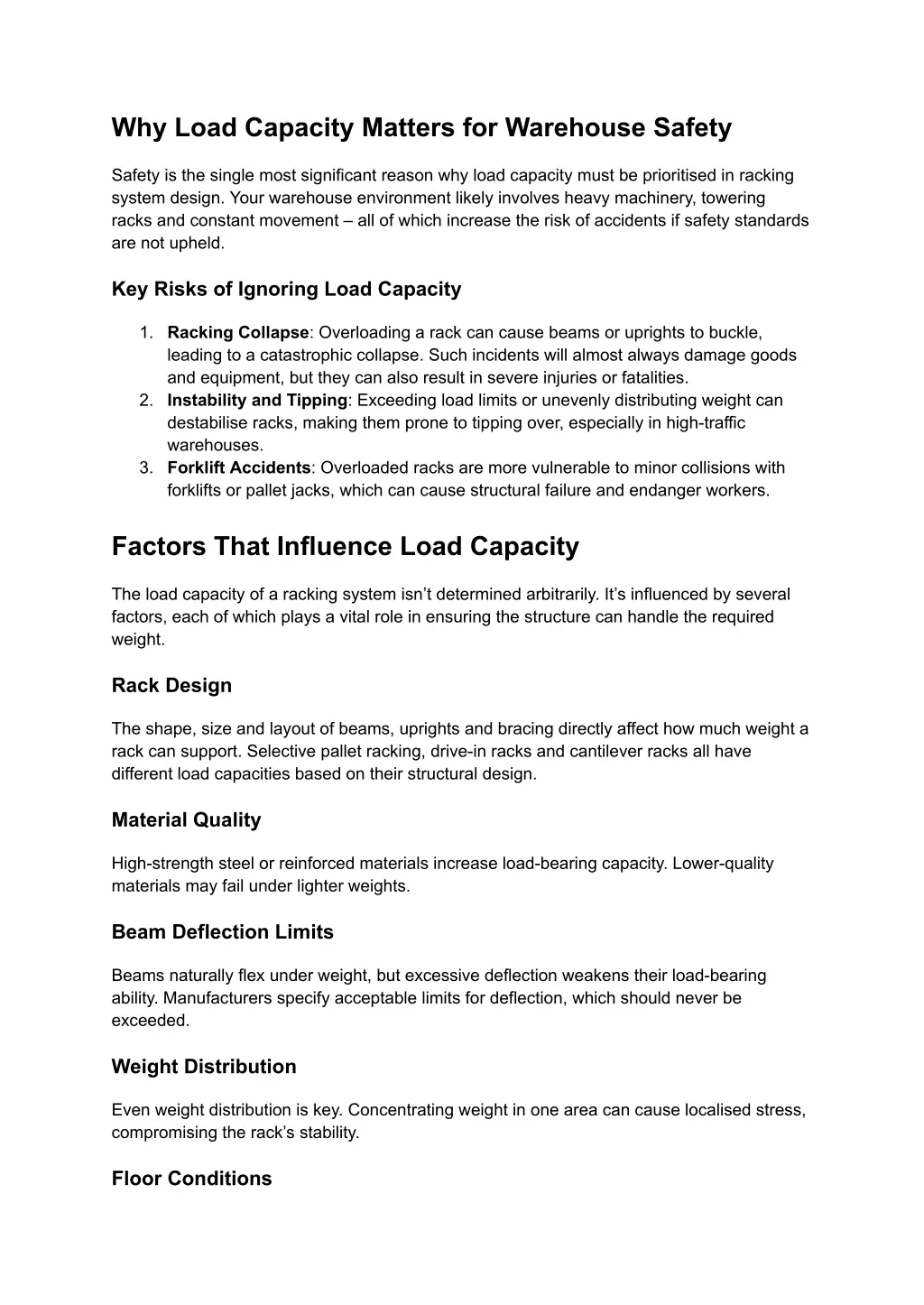 why load capacity matters for warehouse safety