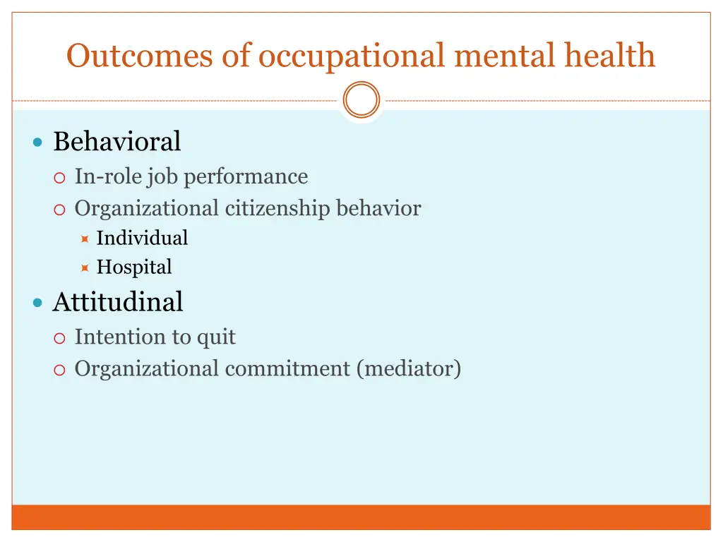 outcomes of occupational mental health