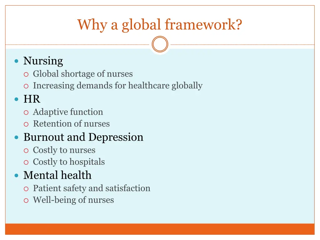 why a global framework