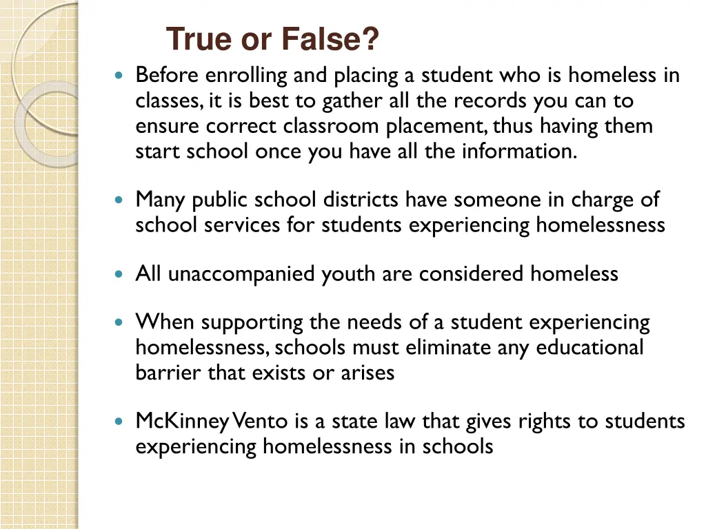 true or false