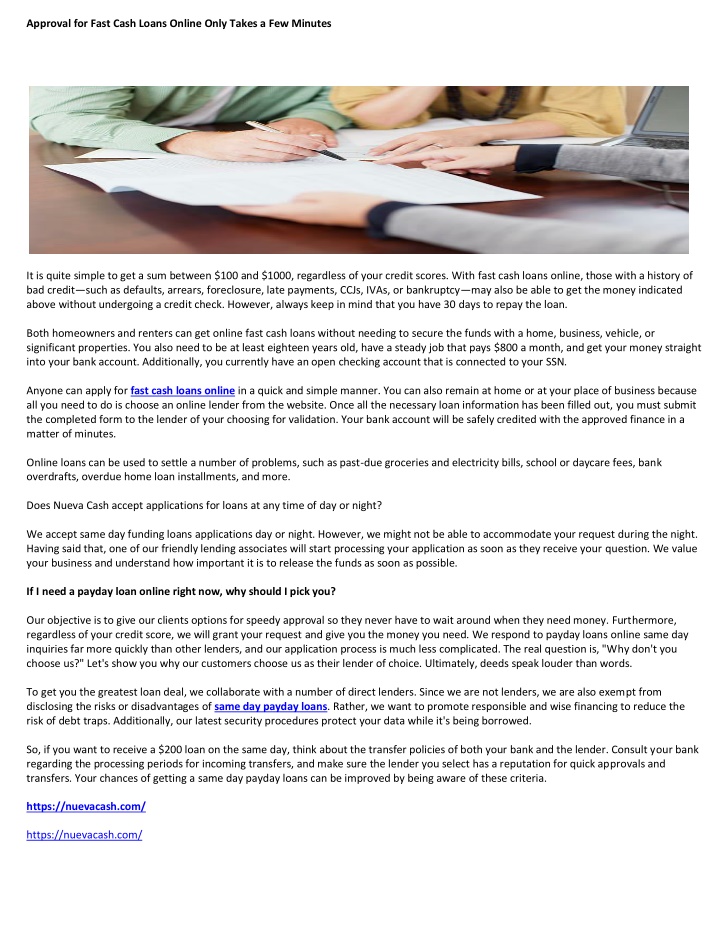 approval for fast cash loans online only takes