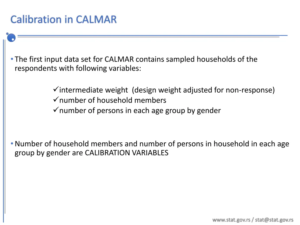 calibration in calmar 1
