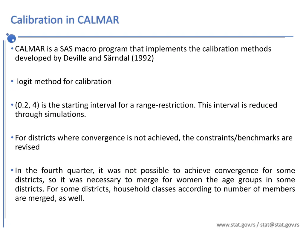 calibration in calmar 3