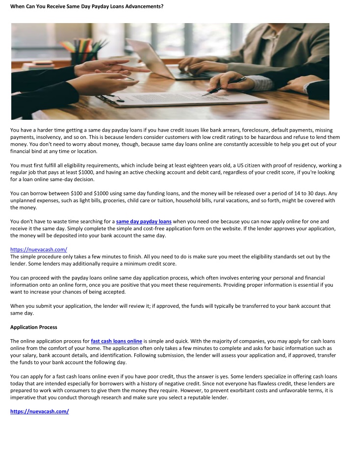 when can you receive same day payday loans