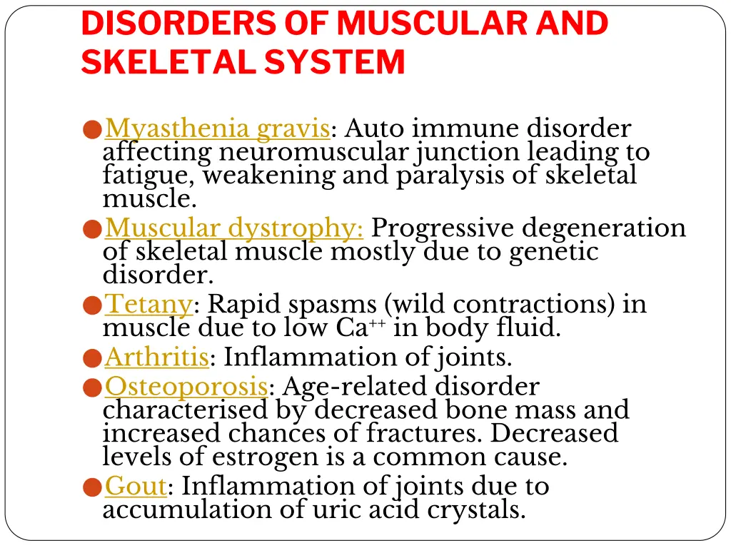 disorders of muscular and skeletal system