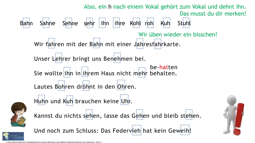 also ein h nach einem vokal geh rt zum vokal