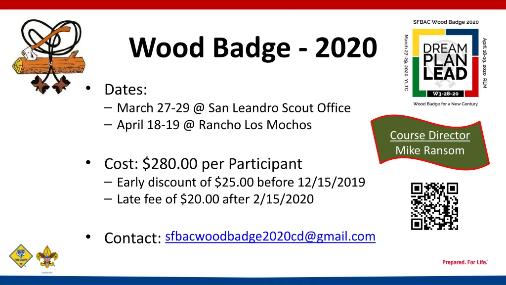 wood badge 2020