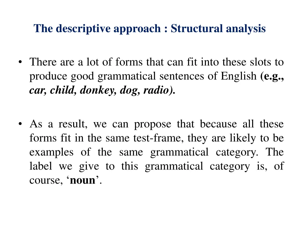 the descriptive approach structural analysis 1