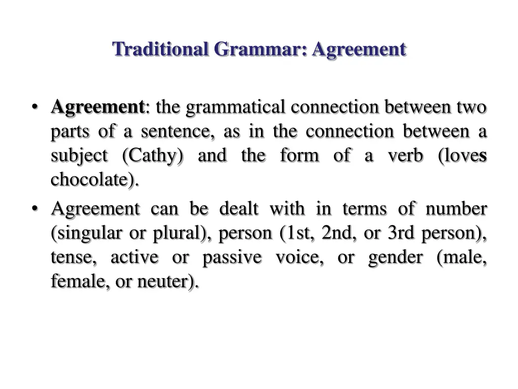 traditional grammar agreement
