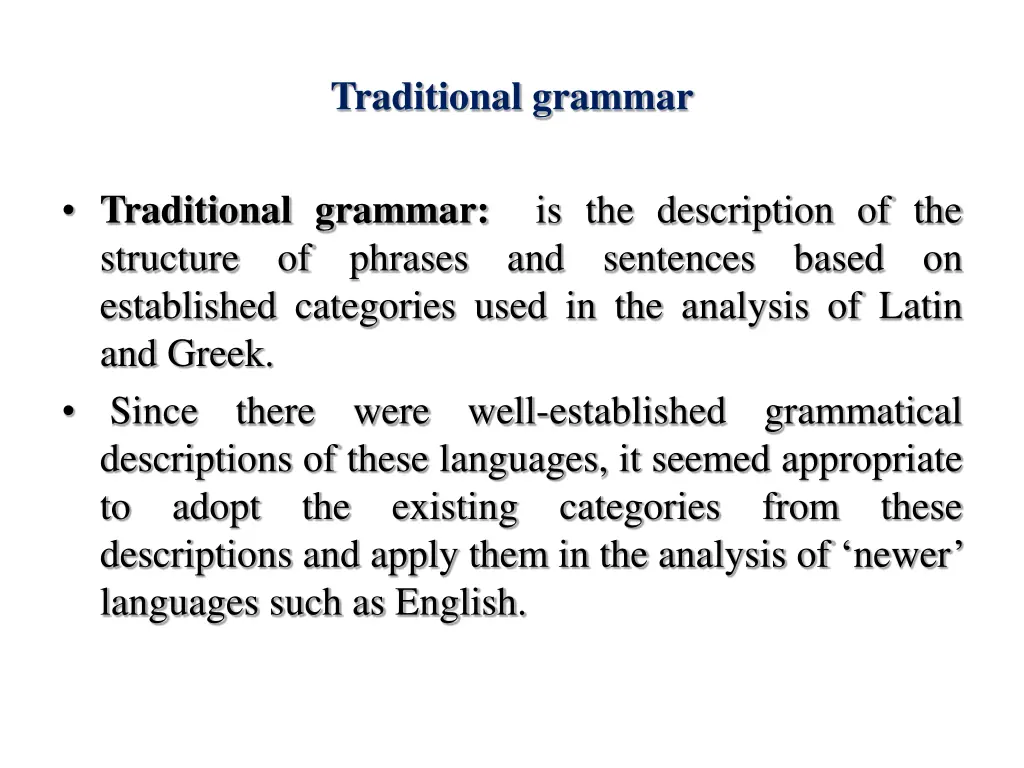 traditional grammar