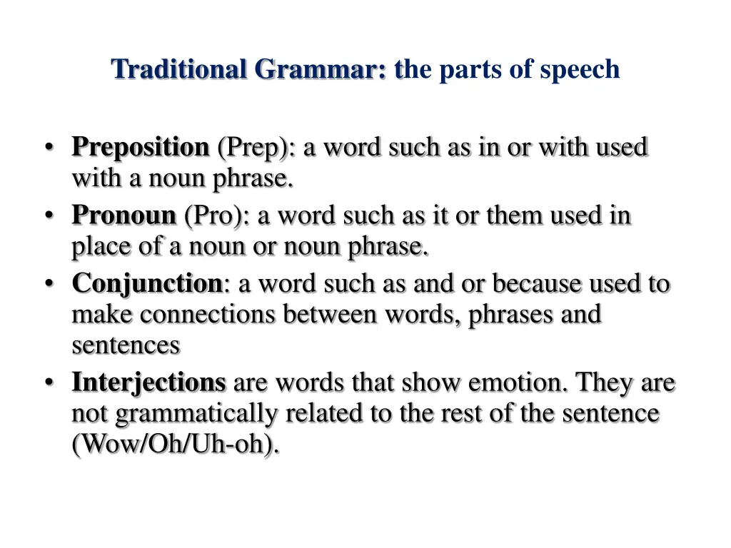 traditional grammar the parts of speech 2