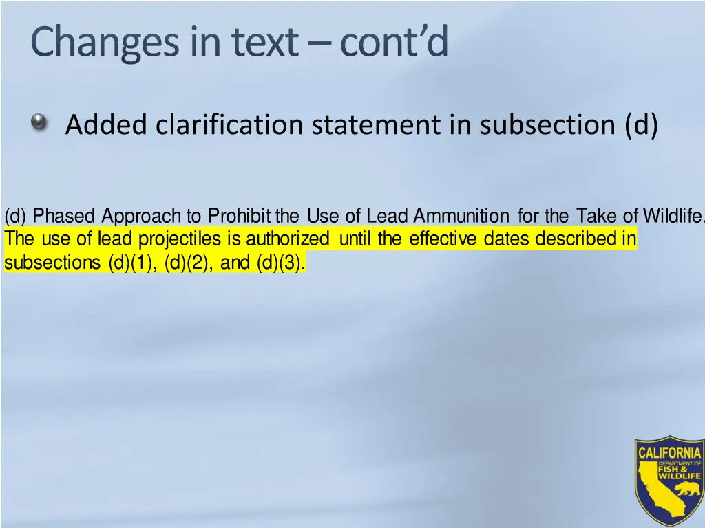 changes in text cont d 1