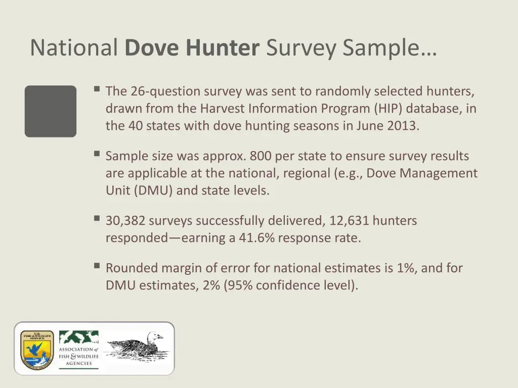 national dove hunter survey sample