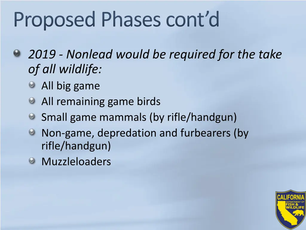 proposed phases cont d