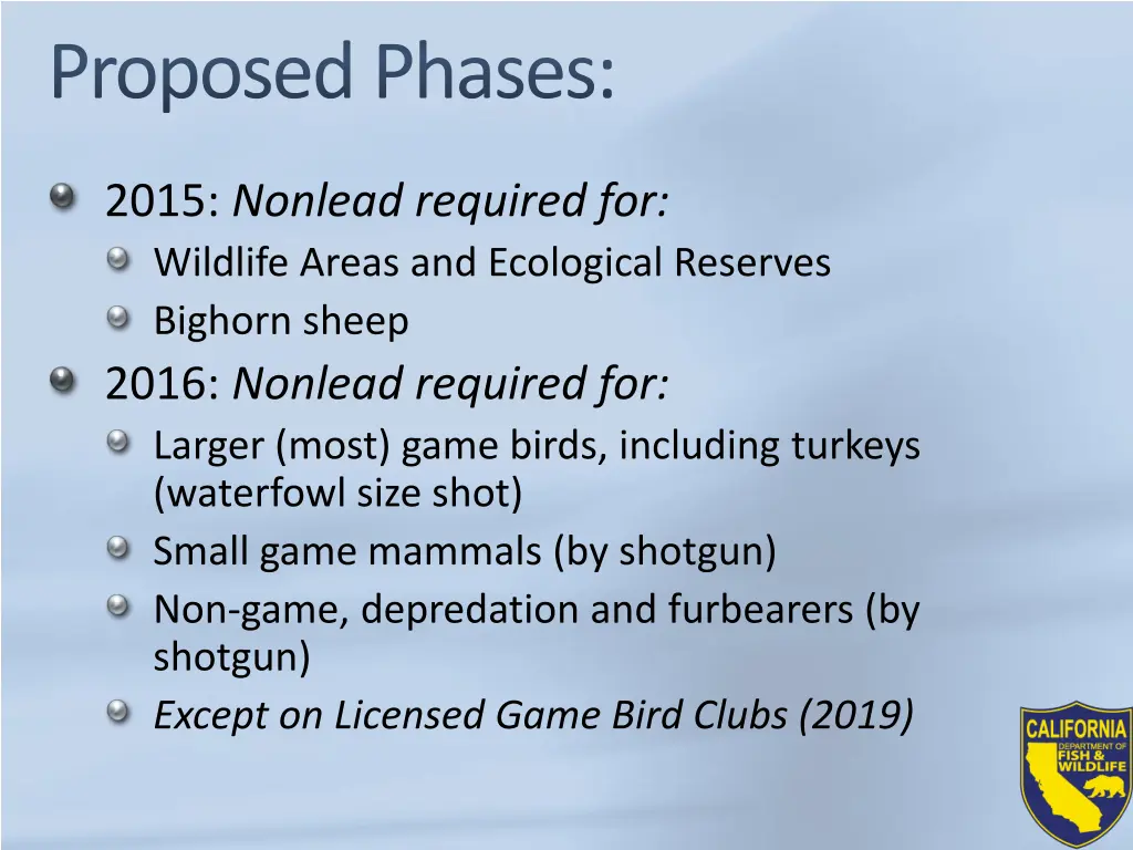 proposed phases