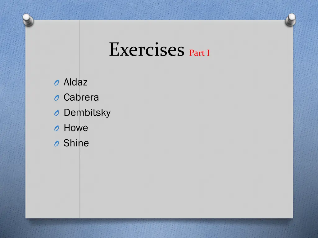 exercises part i