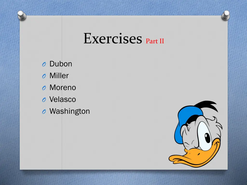 exercises part ii