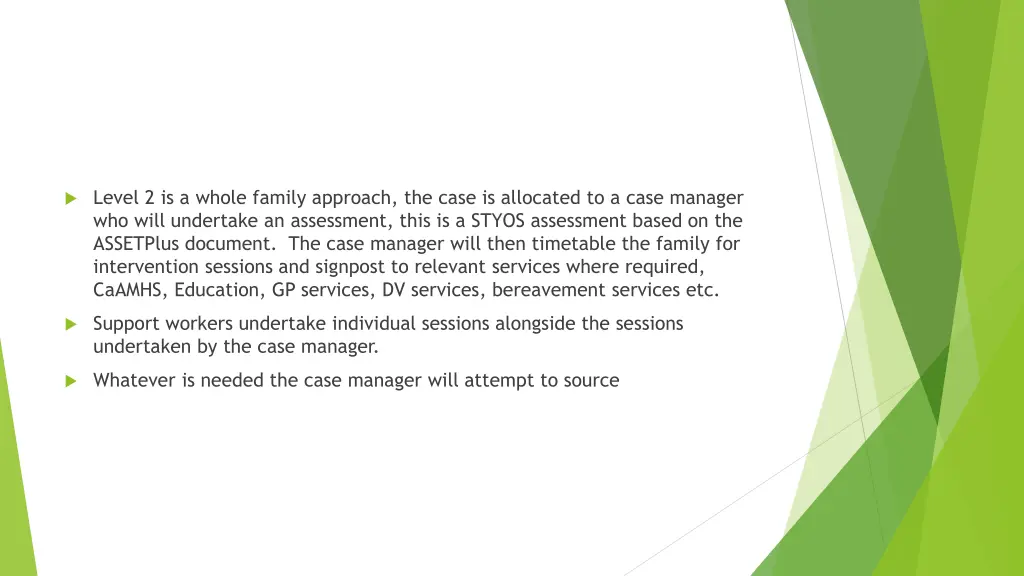 level 2 is a whole family approach the case