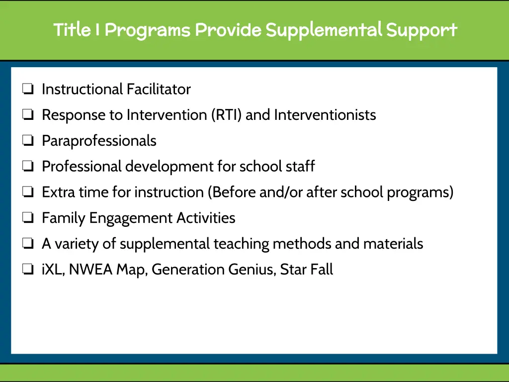 title i programs provide supplemental support