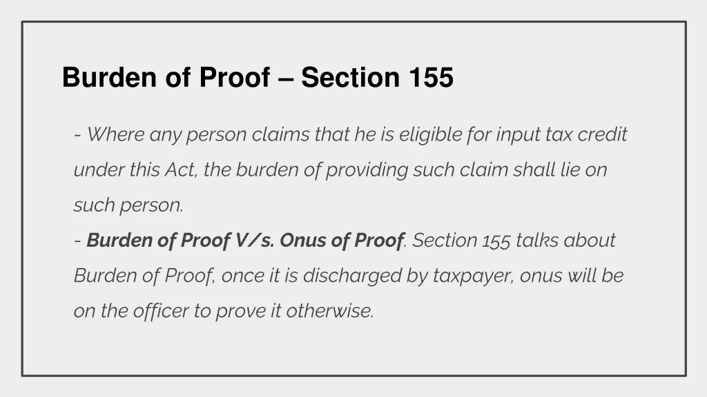 burden of proof section 155