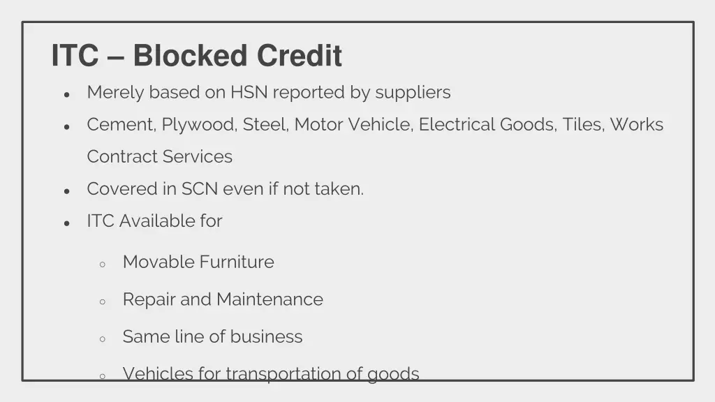 itc blocked credit