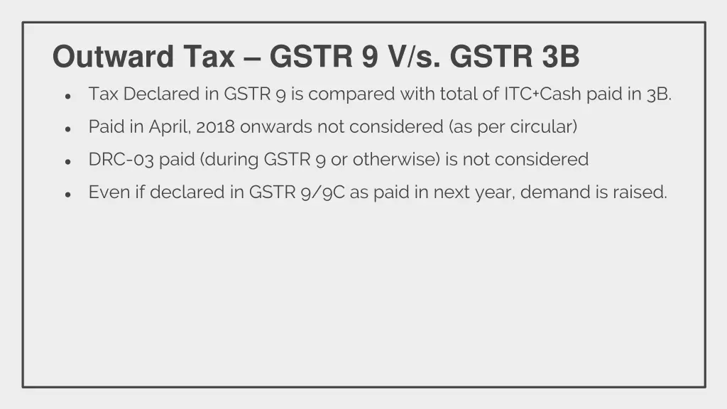 outward tax gstr 9 v s gstr 3b