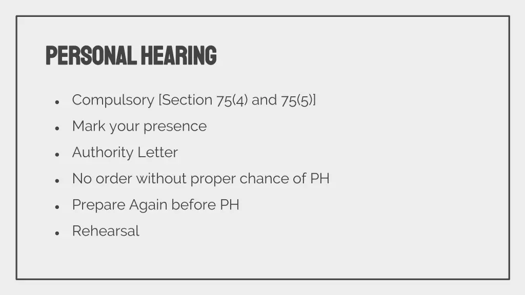 personal hearing personal hearing