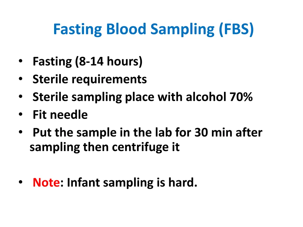 fasting blood sampling fbs