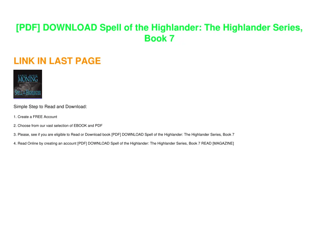 pdf download spell of the highlander 1