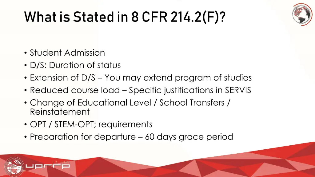 what is stated in 8 cfr 214 2 f