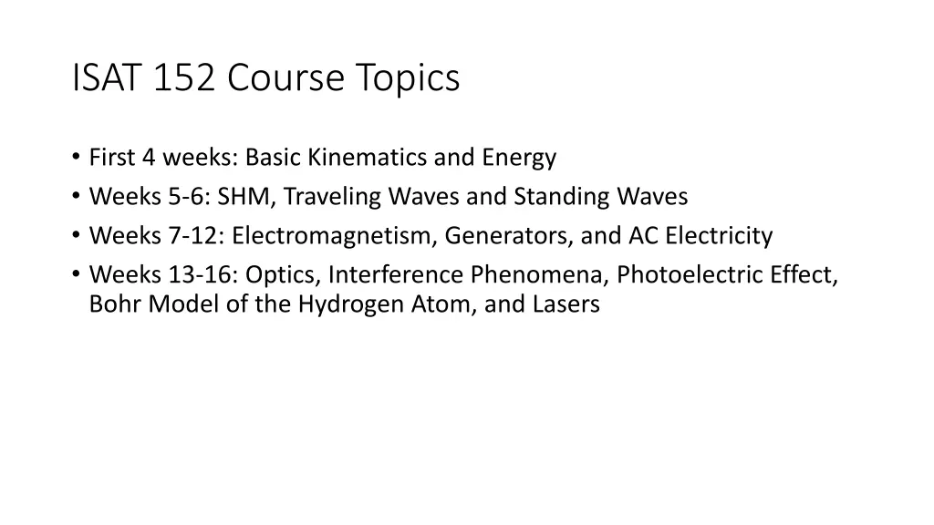 isat 152 course topics