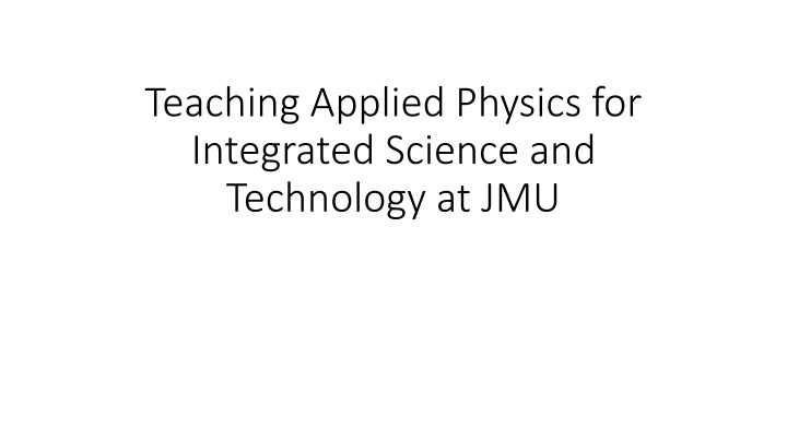 teaching applied physics for integrated science
