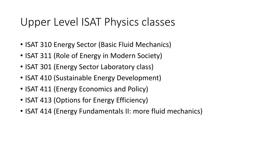 upper level isat physics classes
