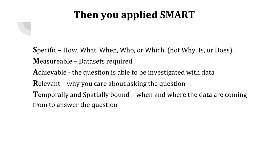 then you applied smart