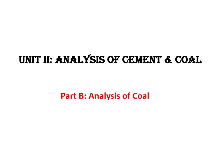 unit ii analysis of cement coal unit ii analysis
