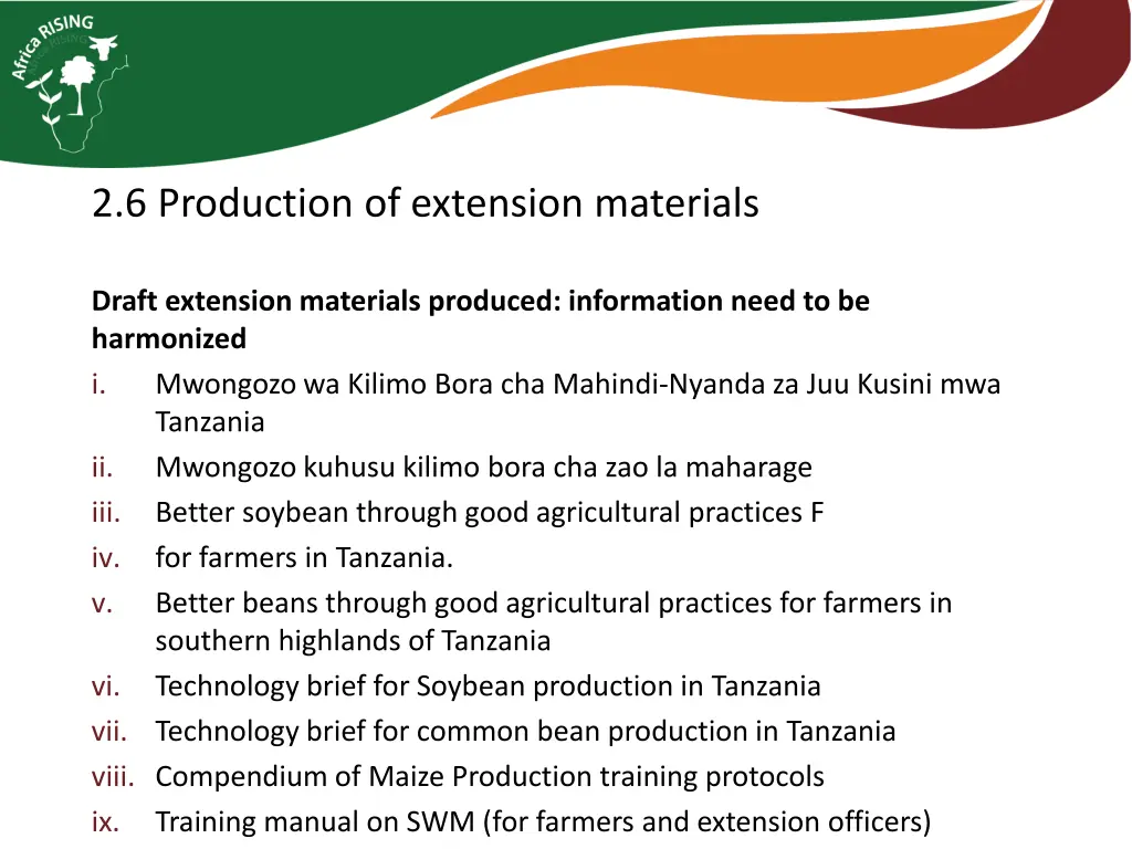 2 6 production of extension materials