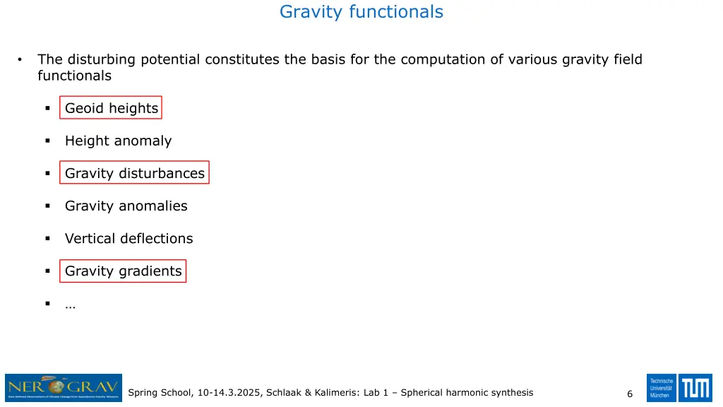 gravity functionals